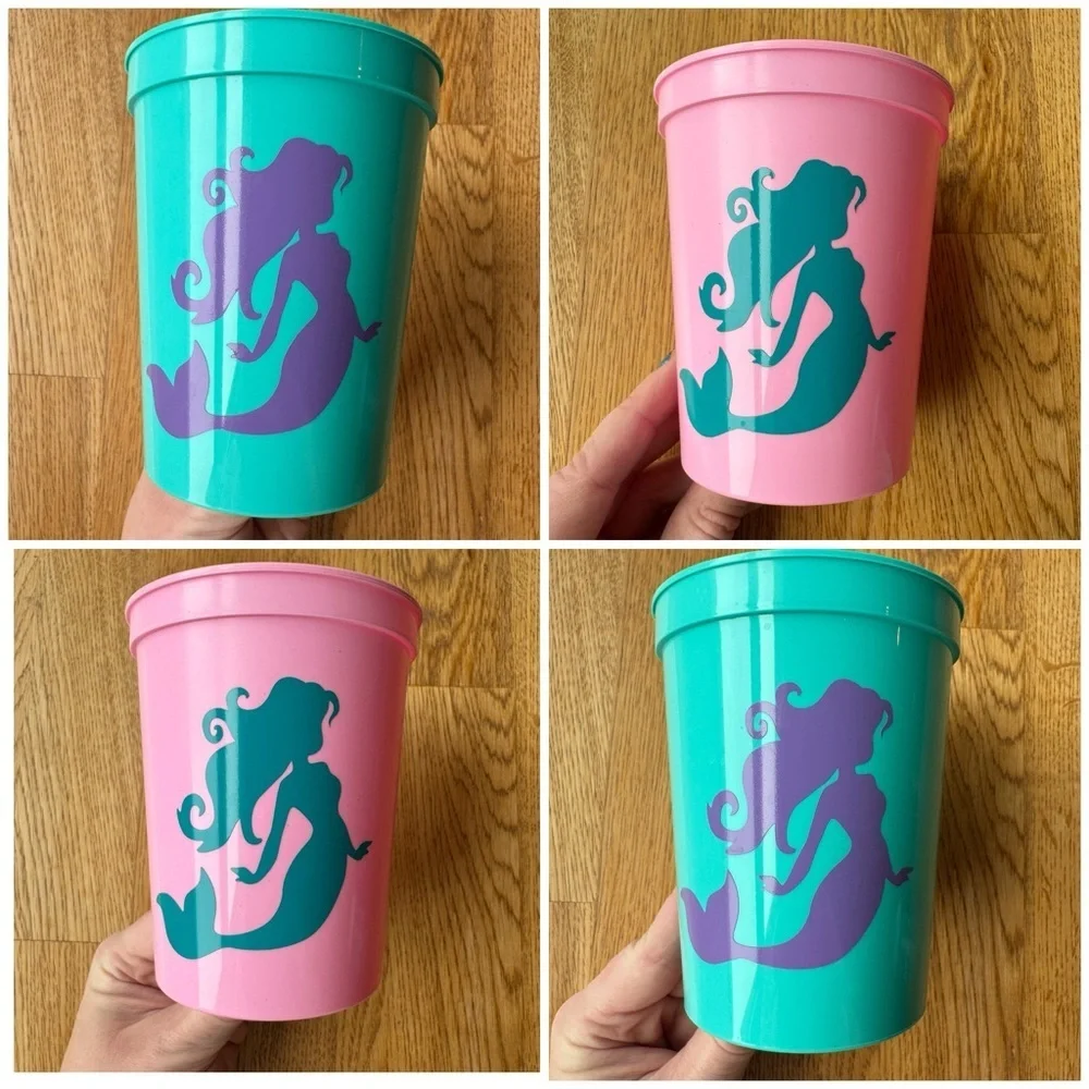 Mermaid Party Cups Set of 4 Pink Green Purple Party Favor Cups
